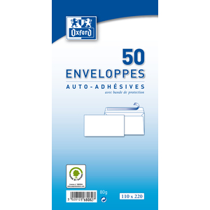 50 ENVELOPPES BLANCHES 110X220MM